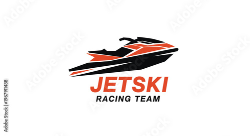 Jetski Racing Team Logo Design with Dynamic Watercraft Illustration.