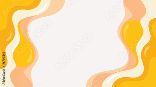 Egg Yolk White Wavy Liquid Shapes Food Breakfast Menu Flat Minimalist Yellow Vector Graphic Background