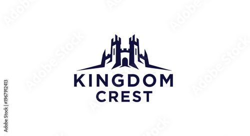 Kingdom Crest Logo - A Majestic Emblem of Fortified Architecture and Design.