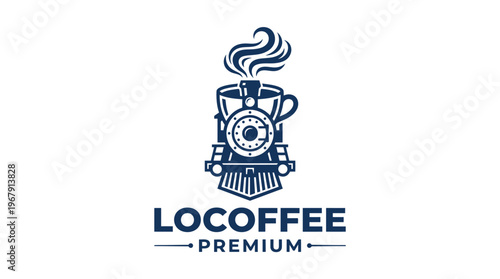 Loco Coffee Premium Logo - Steam Train Cup, Beverage Branding, Coffee Shop Design.