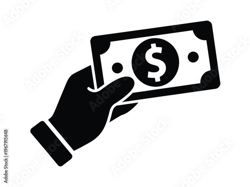 Payment with money flat icon, vector illustration representing buying or purchasing goods, clean minimal design suitable for apps, websites, and e-commerce platforms.