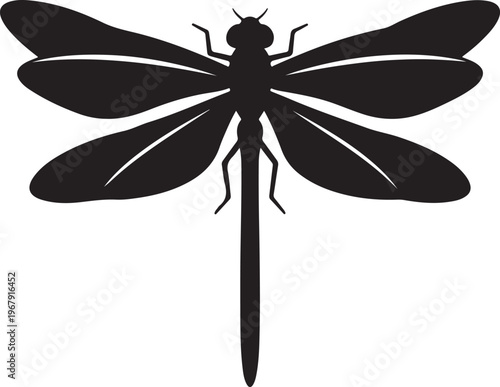 Dragonfly Black Silhouette Vector Insect Icon Minimal Design