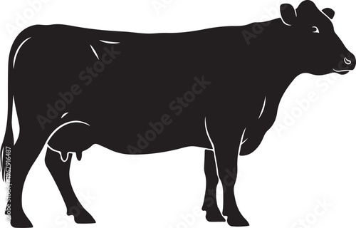 Cow Black Silhouette Vector Farm Animal Side View Illustration