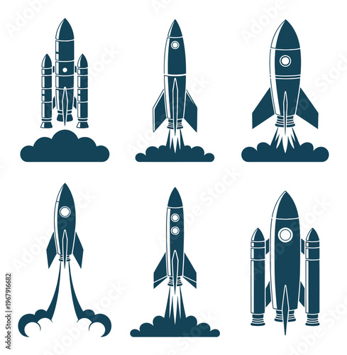 Rocket Ship Vector Illustration Set
