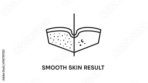 An illustration showing a smooth skin result with a comparison of uneven and even skin texture, ideal for skincare marketing and advertising materials.