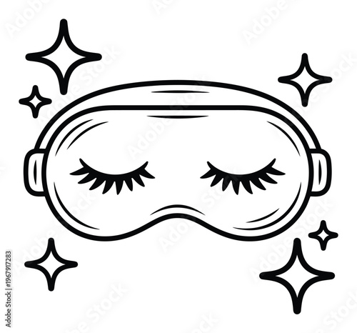 Sleep Mask with Sparkles Vector Illustration