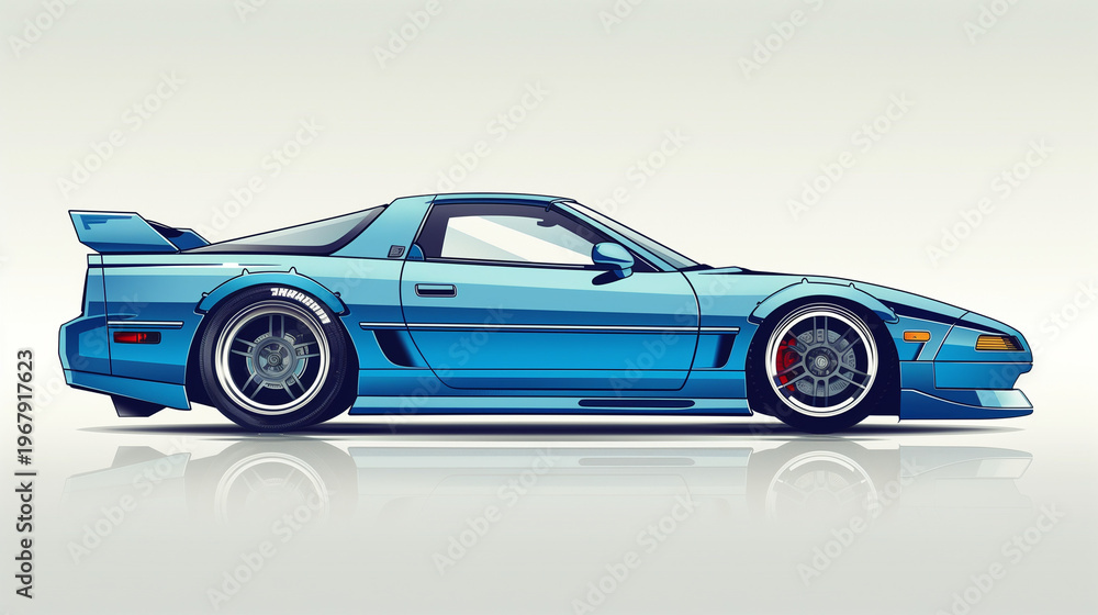 Obraz premium Iconic 90s Japanese Sports Car Realistic Vector Art.