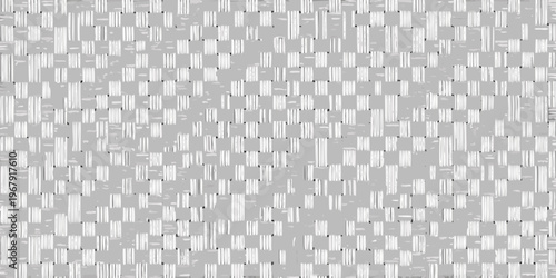 Close up of a woven gray material with a repeating rectangular pattern