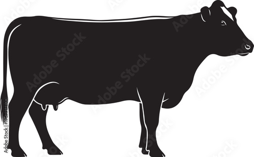 Cow Black Silhouette Vector Farm Animal Side View Illustration