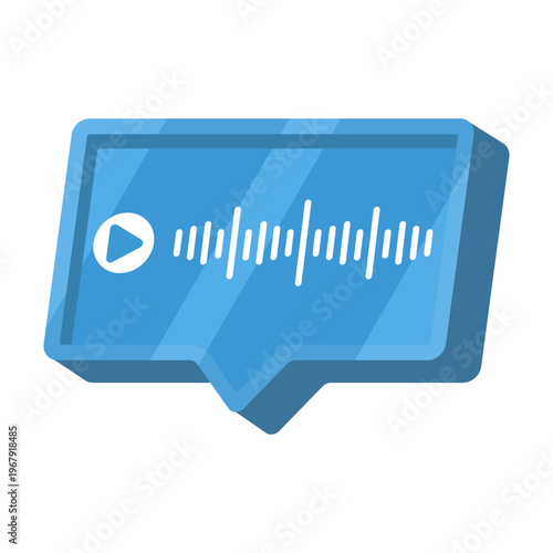 Smartphone showing voice message chat notification with audio waveform and speech bubble. Ideal for messaging, podcasts, and recording apps. Clean flat vector illustration isolated.