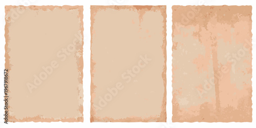 Three rectangular panels with a textured aged paper appearance