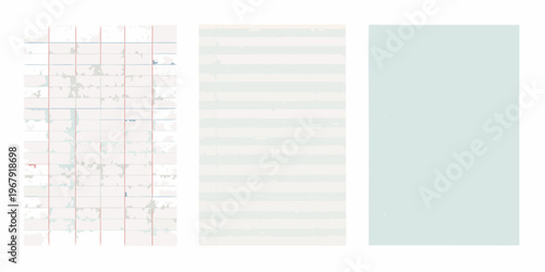 Abstract composition featuring grid stripes and solid color blocks