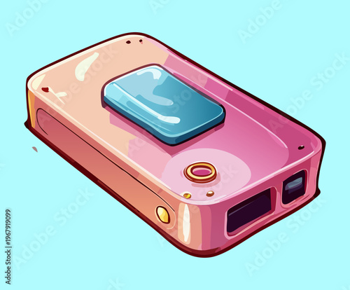 Pink mp3 player or digital device for music entertainment and technology in modern lifestyle concept vector illustration graphic art
