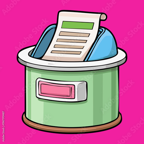 green office waste bin or paper shredder for document management and professional business workspace organization equipment for creative desk and clean environment