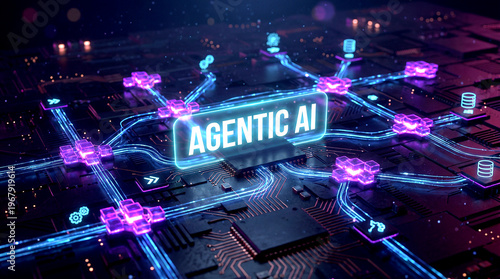 Futuristic visualization of agentic ai technology with glowing blue