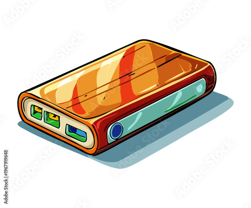 portable orange external hard drive for office data storage and professional business digital backup equipment for creative workspace and technology management