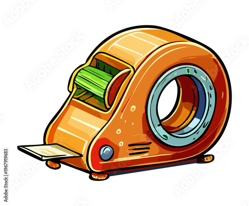 classic orange tape dispenser for office desk organization and professional business stationary equipment for creative workspace and mailing supply management tool