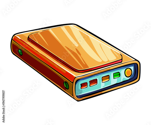 orange external hard drive for office data storage and professional business digital backup equipment for creative workspace and technology management tool system