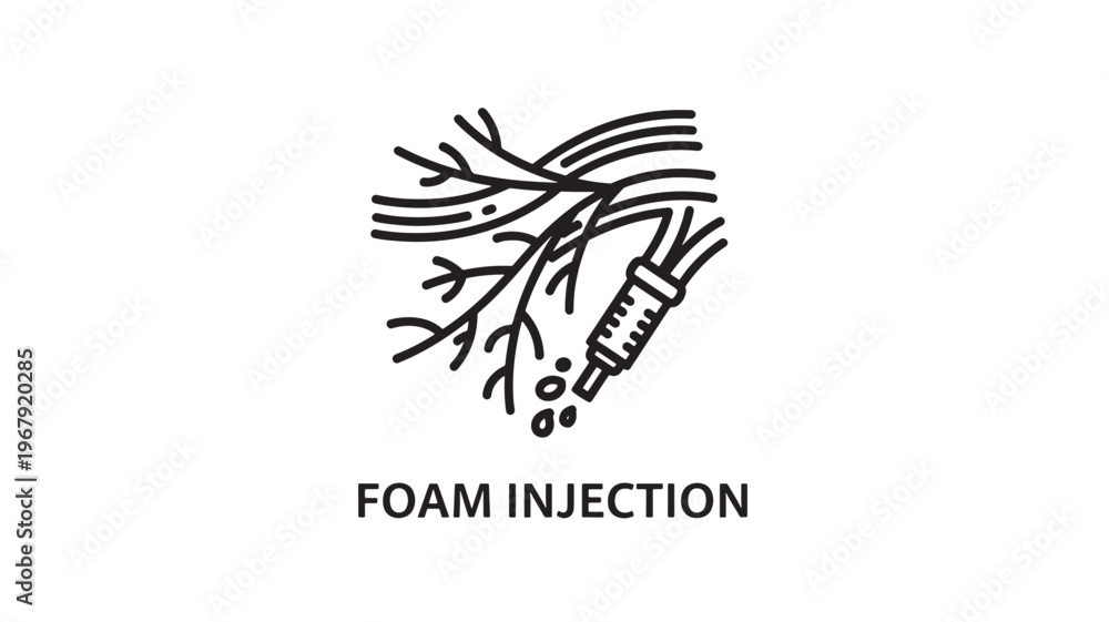 Fototapeta premium Foam Injection Sclerotherapy Line Icon – Varicose Vein Treatment Medical Procedure Minimal Outline Vector