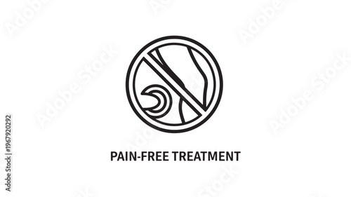 A medical symbol indicating pain-free treatment for vein care, suitable for healthcare and medical advertising materials.