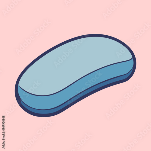 Photos Pastel blue soap with a thick dark blue border floating on pink background