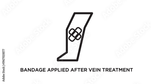 a bandage applied to a leg after vein treatment, illustrating post-procedure care in a medical setting