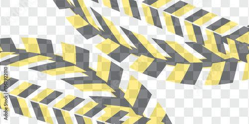 Seamless barrier tape. Construction border. Black and yellow restriction line. illustration vector