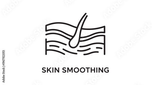 a simple line drawing illustrating skin smoothing with layers of skin and a smoothing action depicted, useful for skincare and beauty marketing materials