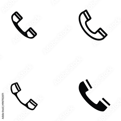 Minimalist telephone handset line icon set for customer support.