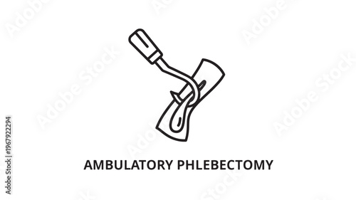 Ambulatory Phlebectomy Medical Icon Illustration. Professional Vector Design of Varicose Vein Removal Procedure for Healthcare, Dermatology, and Vascular Surgery Concepts Isolated on White Background.