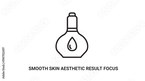 A minimalist line drawing of a serum bottle with a dropper lid, emphasizing smooth skin and aesthetic results in skincare and beauty routines.