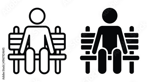 People Sitting on Bench Vector Illustration
