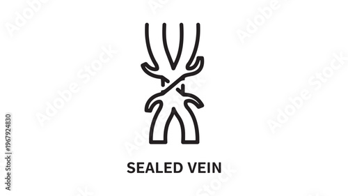 A simple black line drawing of a sealed vein on a white background, representing vascular health and medical concepts.
