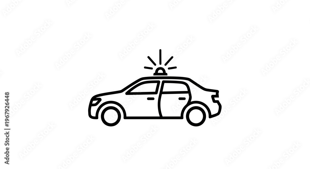 Fototapeta premium Police Car Vector Icon, Minimalist Line Art of Emergency Patrol Vehicle