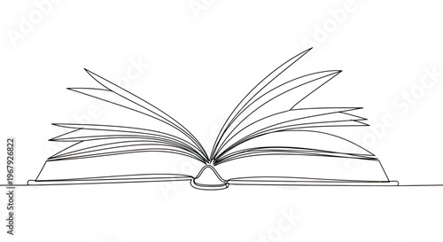 Single Continuous Line Drawing of an Open Book for Education and Reading Concept Minimalist Vector Illustration