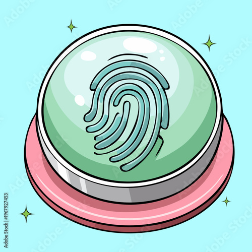 glowing green digital fingerprint scanner for biological identification and secure entry system with vibrant colors and clean tech design for office security