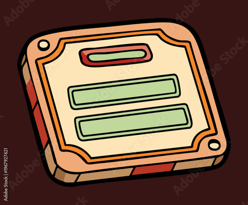 square wooden office plaque or name badge holder with green accents for professional desktop signage and employee identification in modern corporate offices