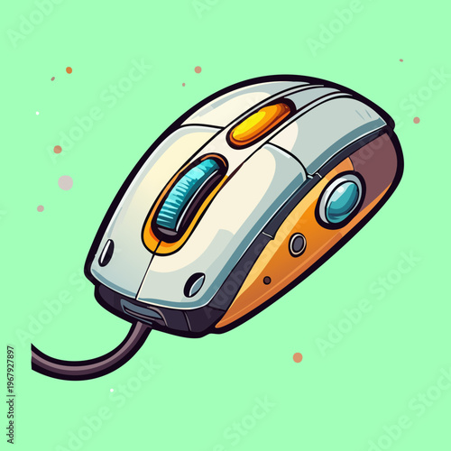 sleek silver gaming mouse with ergonomic side buttons and scroll wheel for high performance computer gaming and professional office work digital accessory