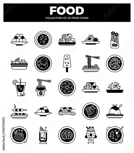 food icons arranged in a grid.
