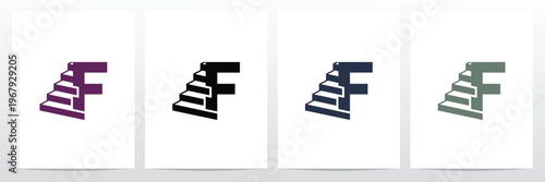 Stairs With Letter Logo F Design Concept