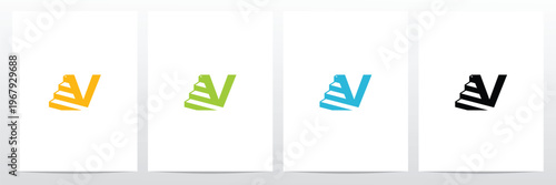 Stairs With Letter Logo V Design Concept