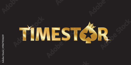 Golden star show. Time star award in gold words design