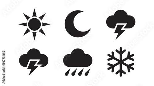 Weather Forecast Icons Set for Meteorology Climate Atmosphere and Environmental Conditions