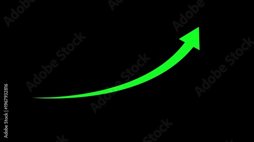 Red arrow rising transparent channel. Abstract arrow growth chart of economy icon red color animated down to up arrow animation direction animation. on black background. 4K video,..,,,,,,,