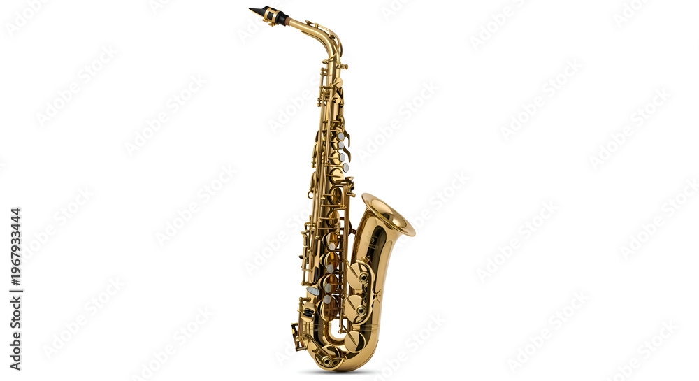 Fototapeta premium Golden saxophone on white background.