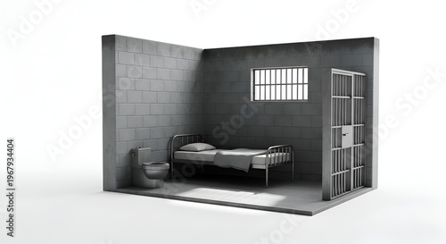 A miniature prison cell model interior.