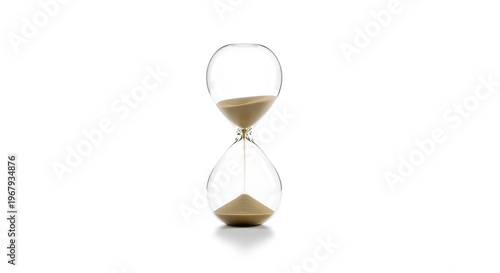 Hourglass with sand timer on white.
