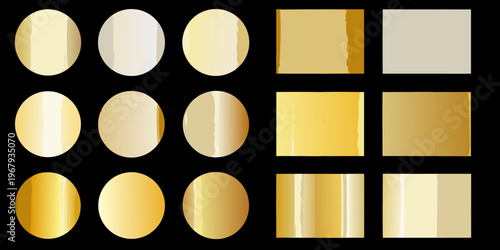 Arrangement of metallic gradient shapes in gold white and silver