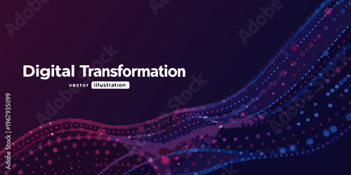 Digital transformation concept with flowing lines and data points