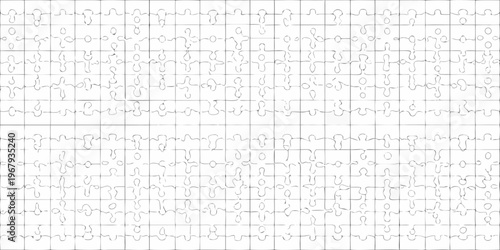 A nearly completed jigsaw puzzle with mostly white blank pieces